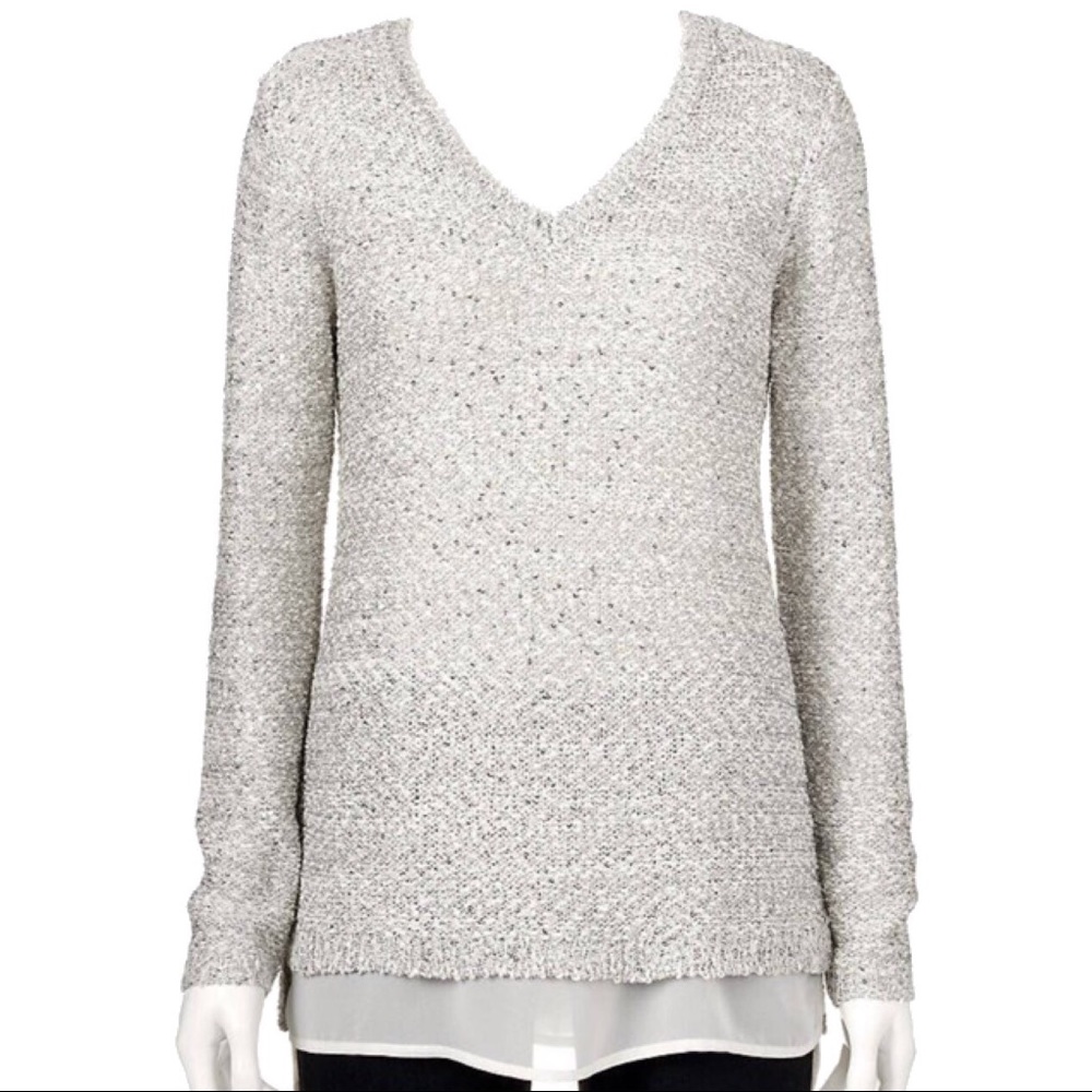 Apt. 9 Sequined V-Neck Knit Underlayer Sweater